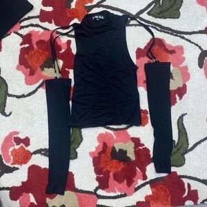 I.AM.GIA black mesh tank with gloves